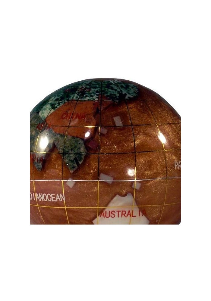 Unique Art Since 1996 3-Inch Amber Pearl Swirl Ocean Gemstone World Globe Paper Weight - Image 4